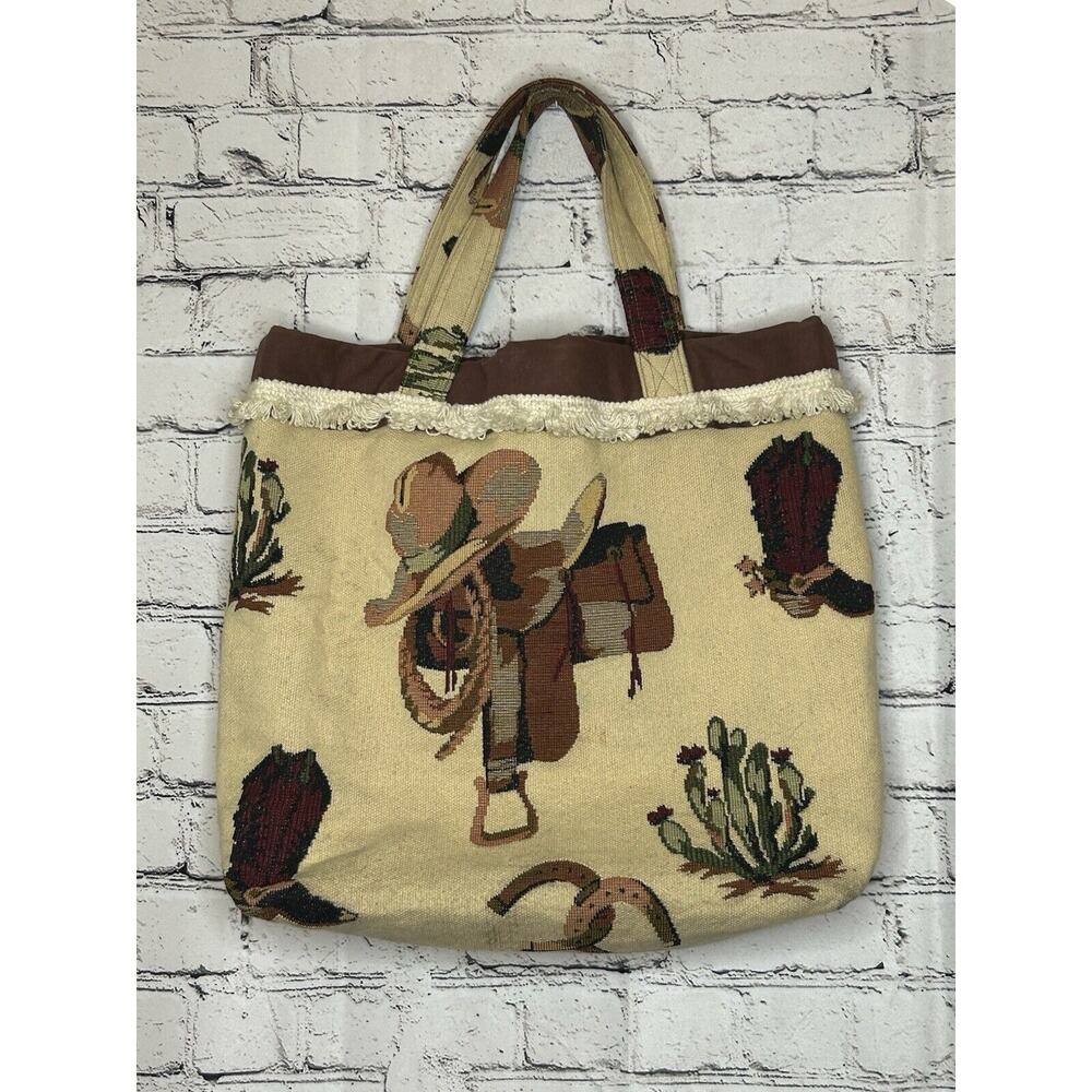 Vintage Tapestry Western Horse Shoulder Tote Bag Purse Cowgirl Equestrian
